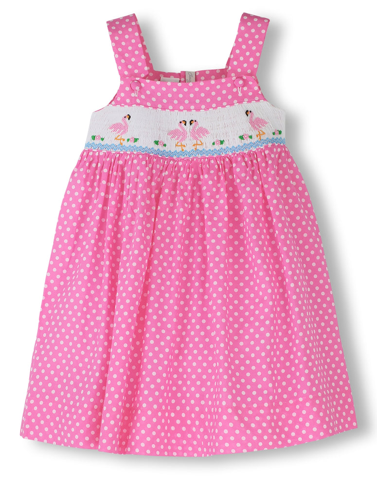 Smocked Flamingos Toddler Girl Dress 2 - Imagewear