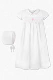 Smocked Pink Cross Baby Girl Christening & Baptism Gown with Bonnet - Imagewear