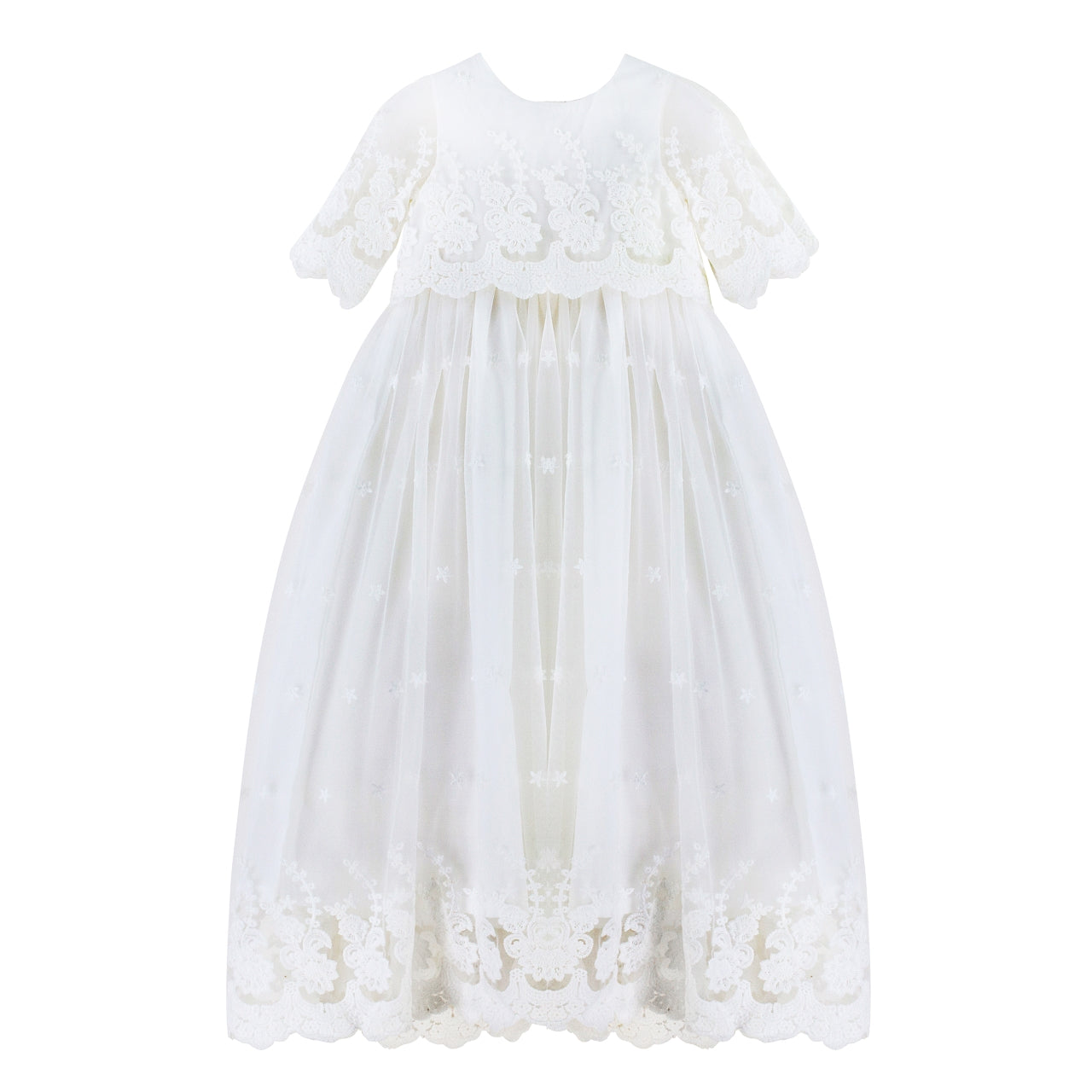 Star Lace Baby Girl Christening Gown with Bonnet 3 - Imagewear