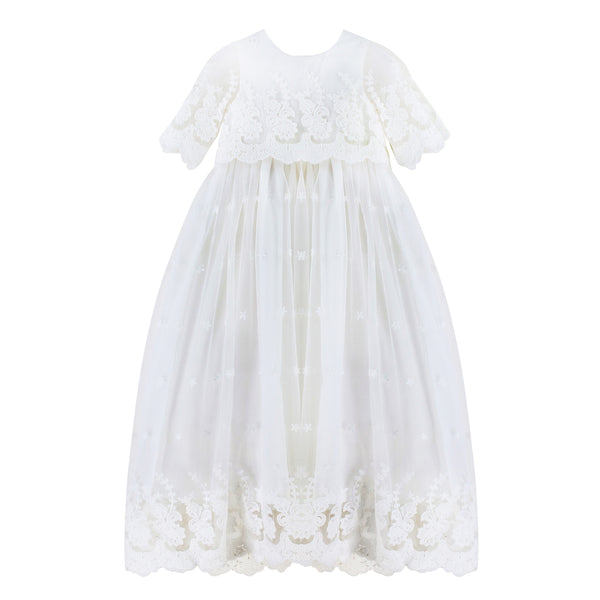 Star Lace Baby Girl Christening Gown with Bonnet 3 - Imagewear