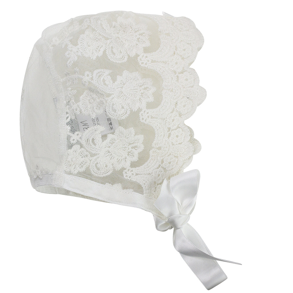 Star Lace Baby Girl Christening Gown with Bonnet 4 - Imagewear