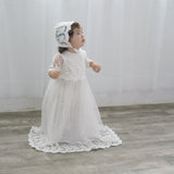 Star Lace Baby Girl Christening Gown with Bonnet 5 - Imagewear
