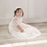 Star Lace Baby Girl Christening Gown with Bonnet 6 - Imagewear