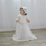 Star Lace Baby Girl Christening Gown with Bonnet 7 - Imagewear