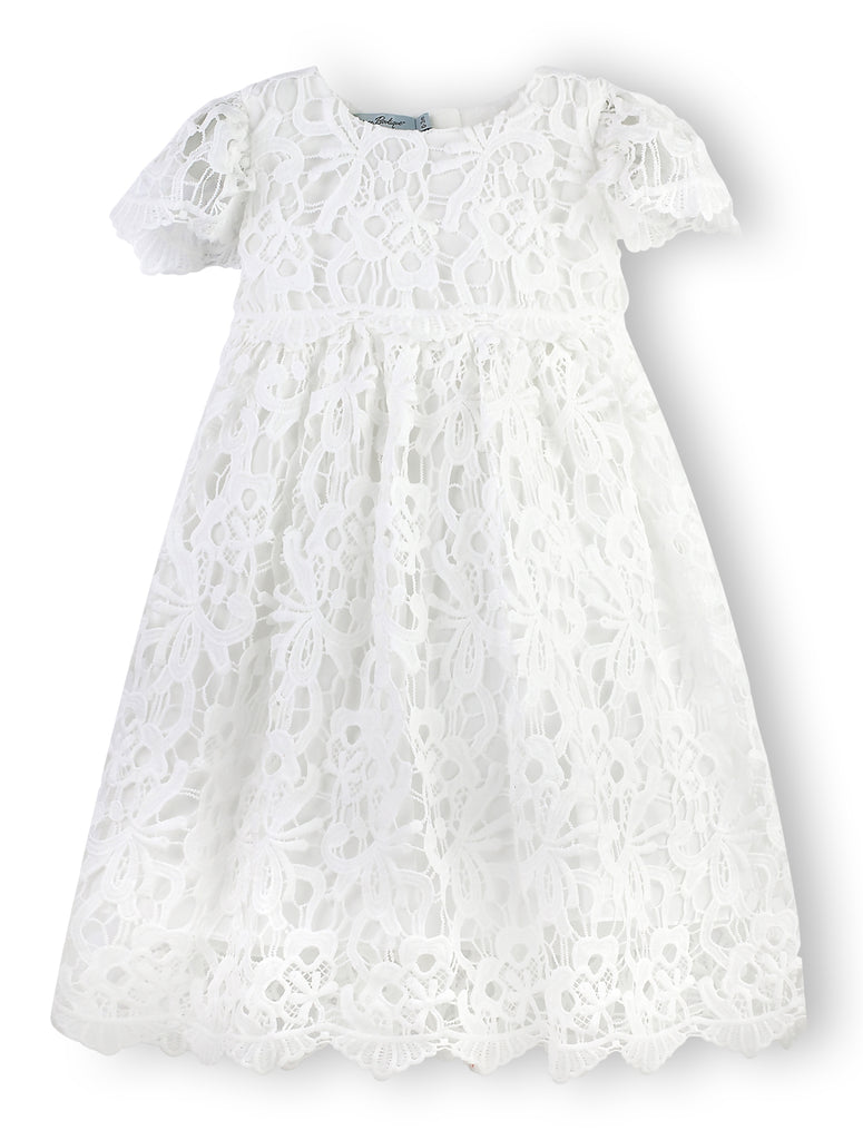 White Lace Christening Baby Girl Dress with Bonnet 2 - Imagewear