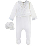 Wholesale Baby Boy Christening & Baptism Footsie with Silk Vest