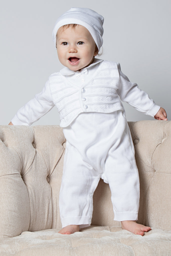 Wholesale Baby Boy Christening & Baptism Outfit with Knit Vest  4