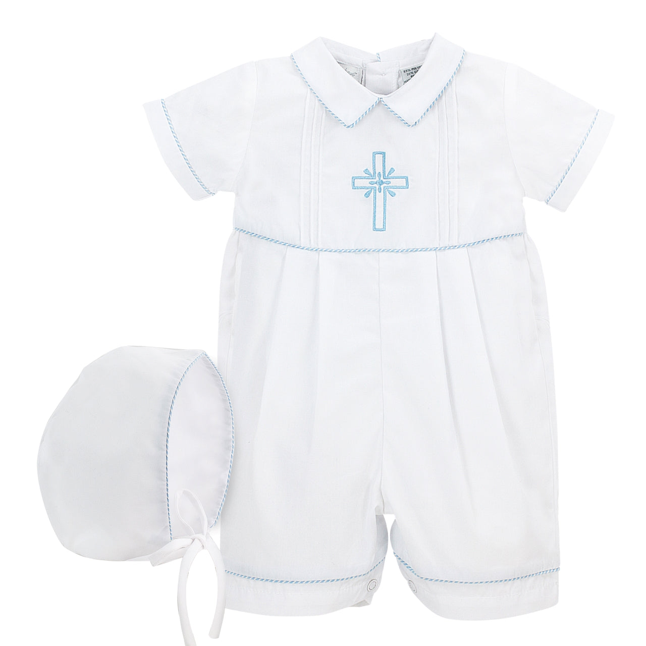 Wholesale Baby Boy Christening Outfit Smocked Cross Shortall 2 - Imagewear