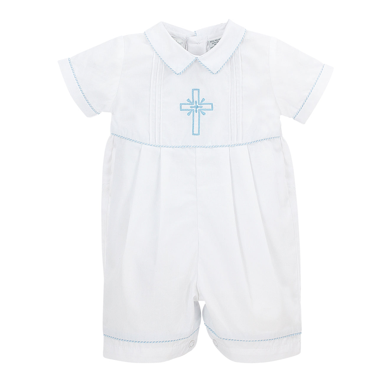 Wholesale Baby Boy Christening Outfit Smocked Cross Shortall 4 - Imagewear
