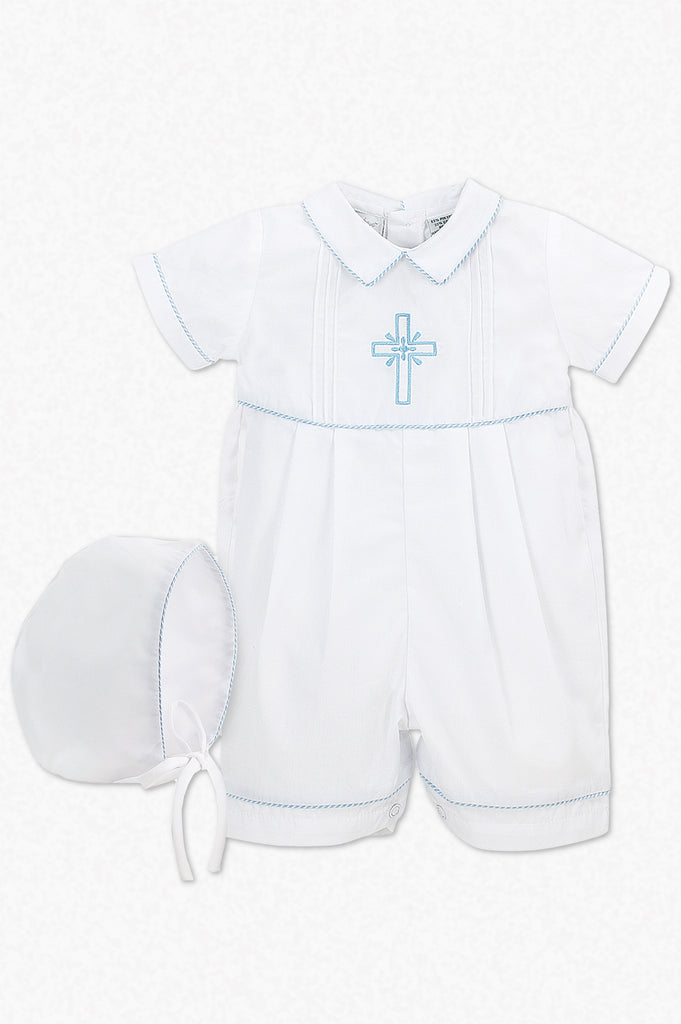 Wholesale Baby Boy Christening Outfit Smocked Cross Shortall - Imagewear