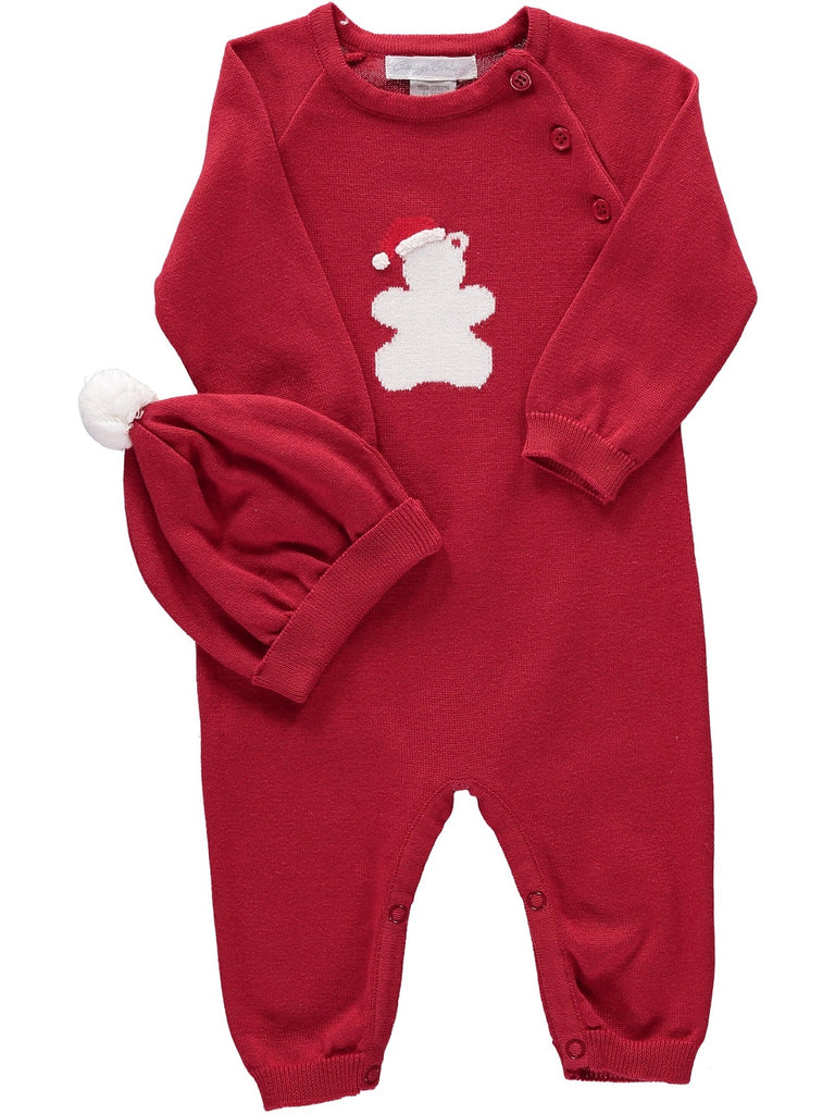 Wholesale Baby Boy Romper with Santa Hat Teddy Bear