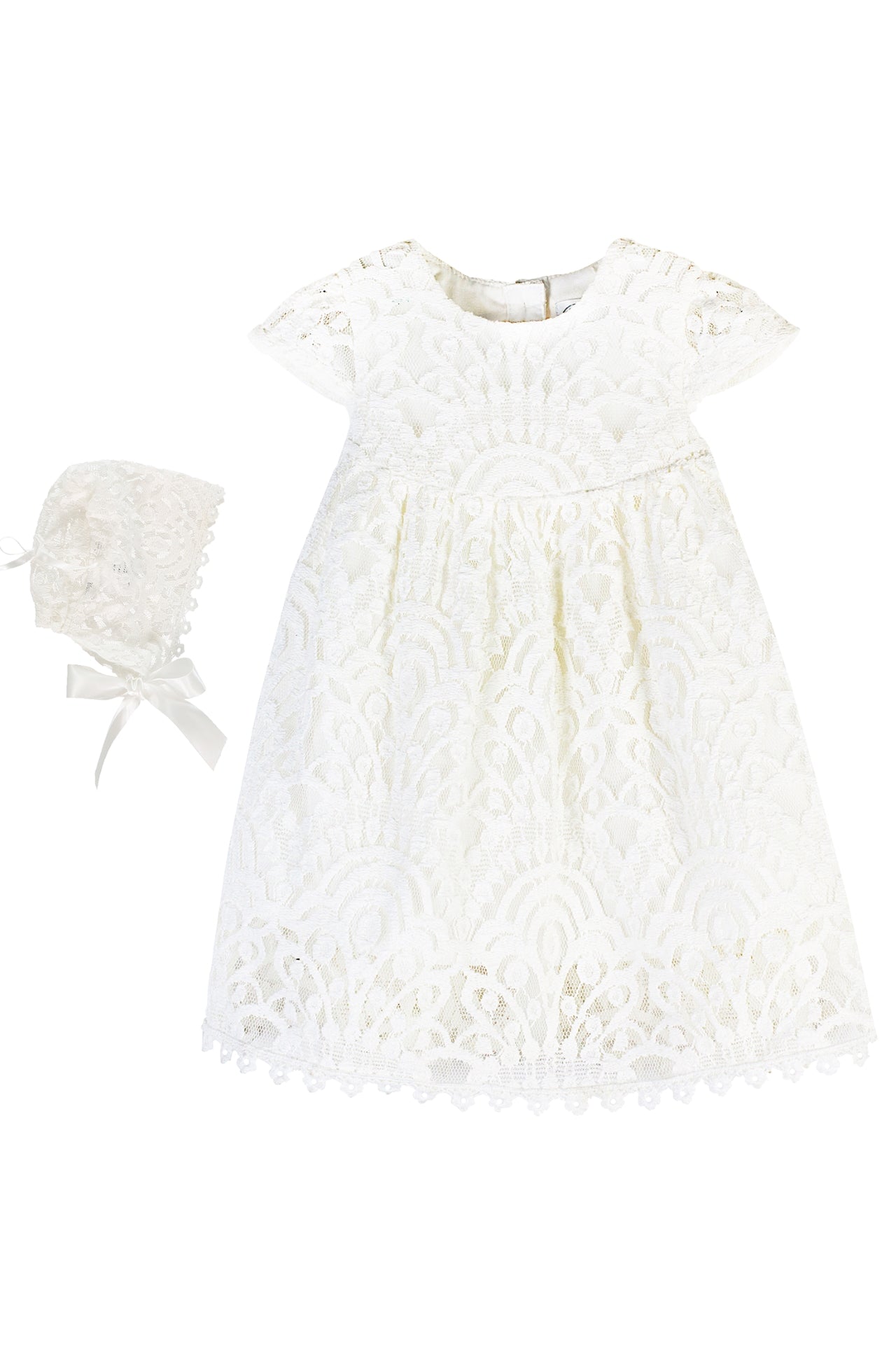 Wholesale Baby Girl Christening Lace Dress with Matching Bonnet - Imagewear
