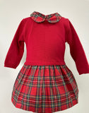 Wholesale Baby Girl Knit Plaid Long Sleeve Dress 2
