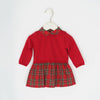 Wholesale Baby Girl Knit Plaid Long Sleeve Dress