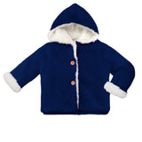 Wholesale Baby Navy Hooded Sherpa Lined Jacket 