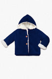 Wholesale Baby Navy Hooded Sherpa Lined Jacket 