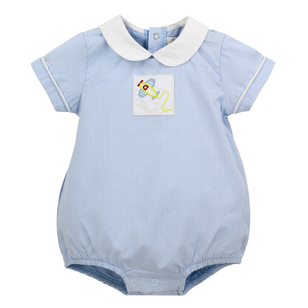 Wholesale Blue Plane Baby Boy Bubble Romper - Imagewear