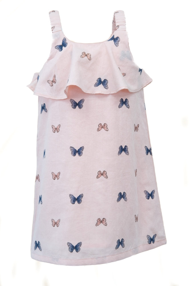Wholesale Butterfly Sleeveless Toddler & Youth Girl Dress Pink - Imagewear