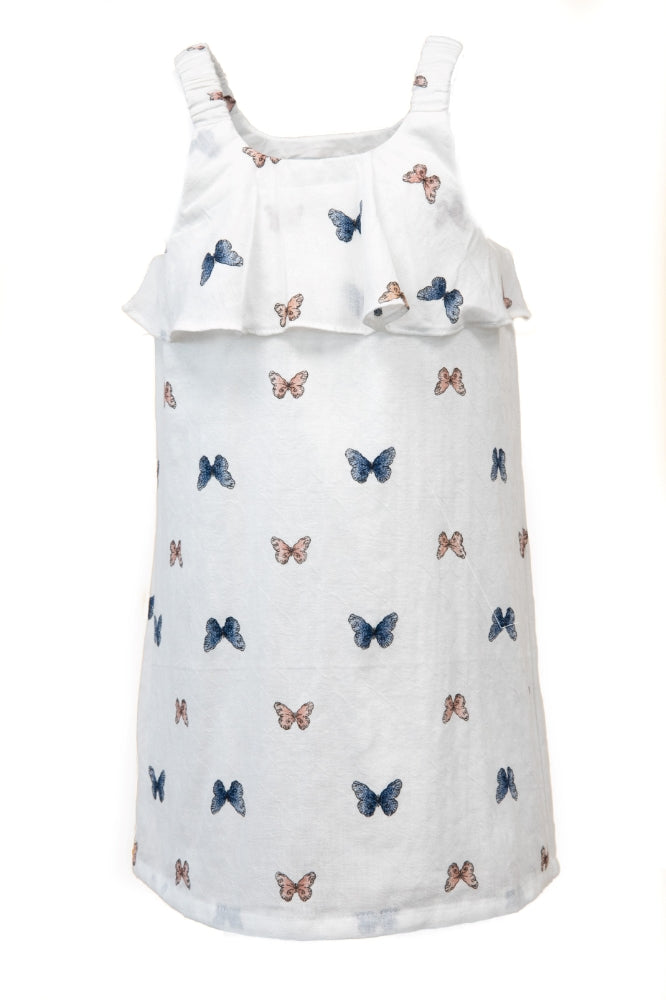 Wholesale Butterfly Sleeveless Toddler & Youth Girl Dress White - Imagewear