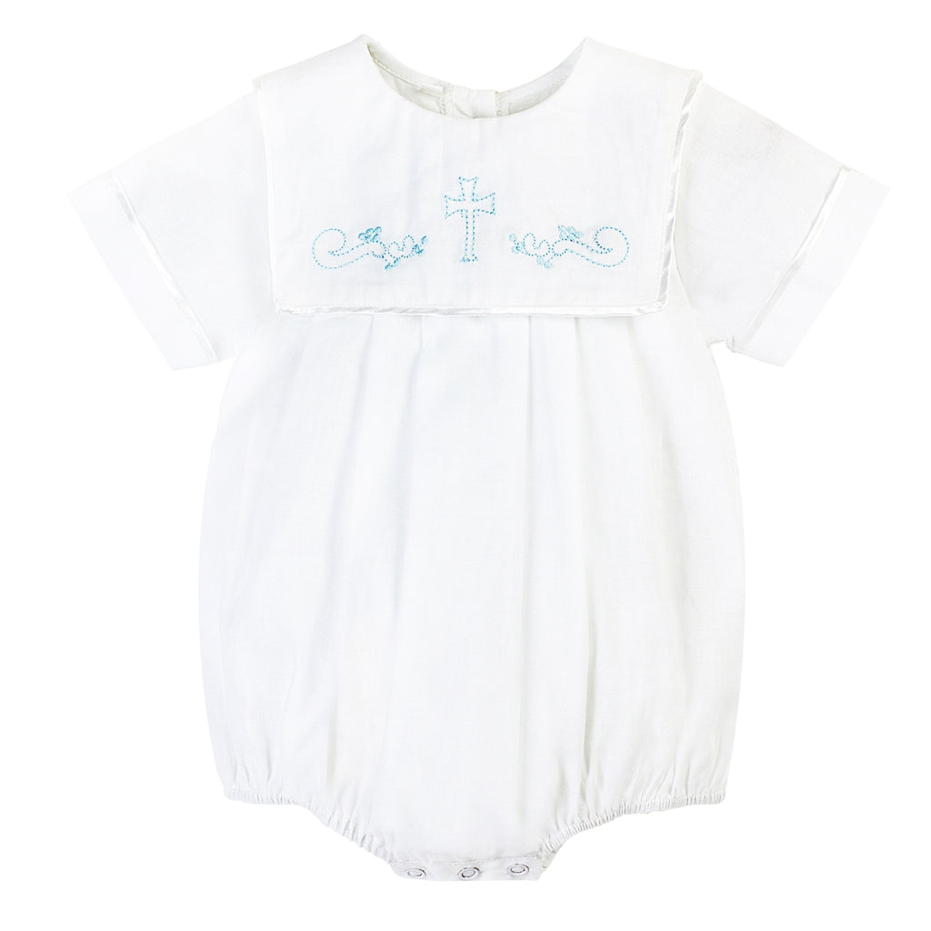 Wholesale Christening Hand Embroidered Cross Baby Boy Bubble with Bonnet 3 - Imagewear