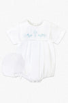 Wholesale Christening Hand Embroidered Cross Baby Boy Bubble with Bonnet - Imagewear