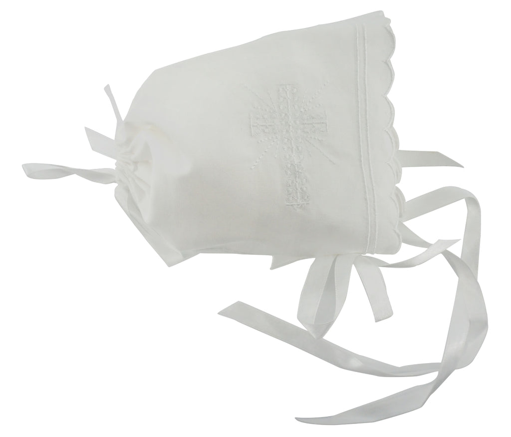  Wholesale Embroidered Cross Christening Bonnet 2 - Imagewear