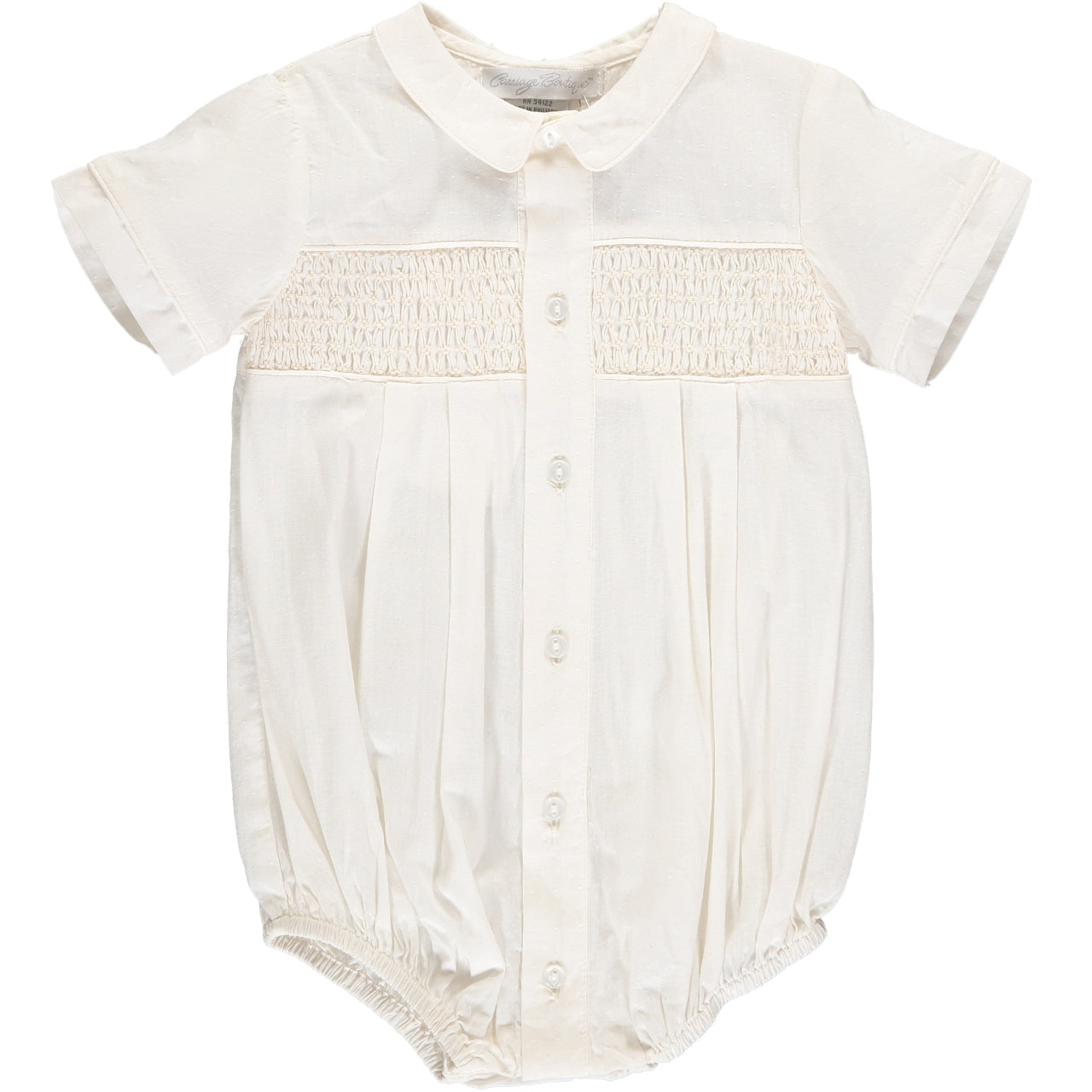 Wholesale Hand Smocked White Baby Boy Bubble Romper with