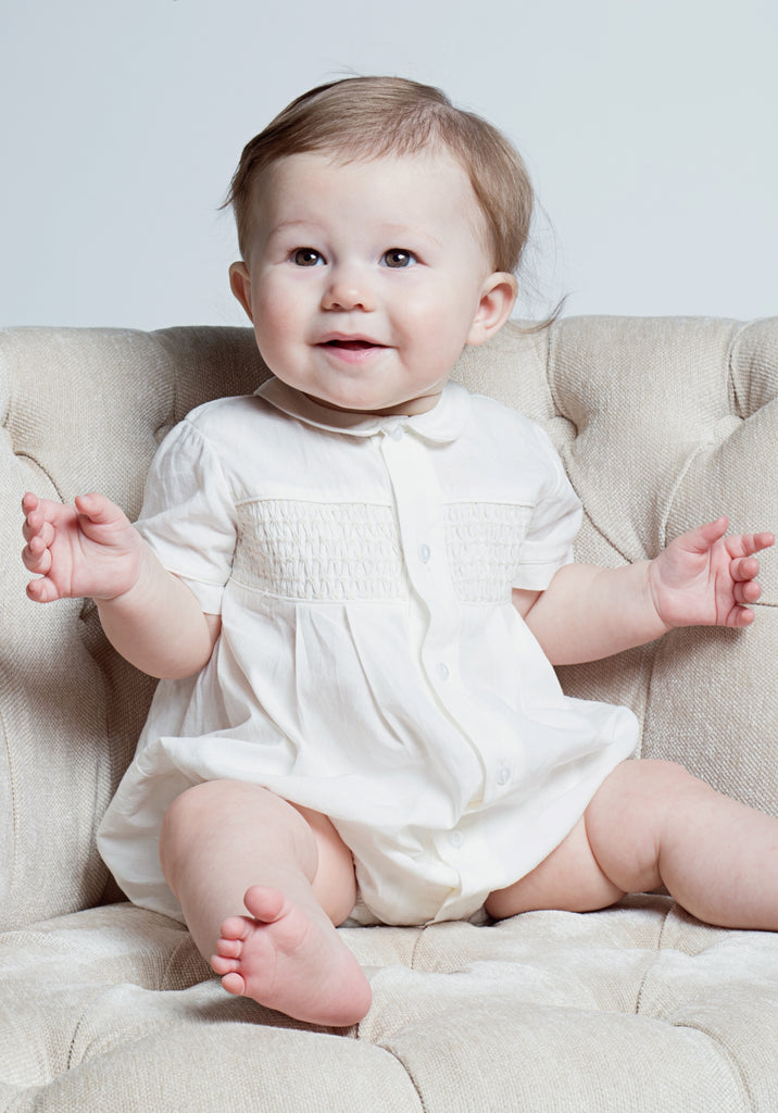 Wholesale Hand Smocked Baby Boy Bubble Romper with Bonnet 6 - Imagewear