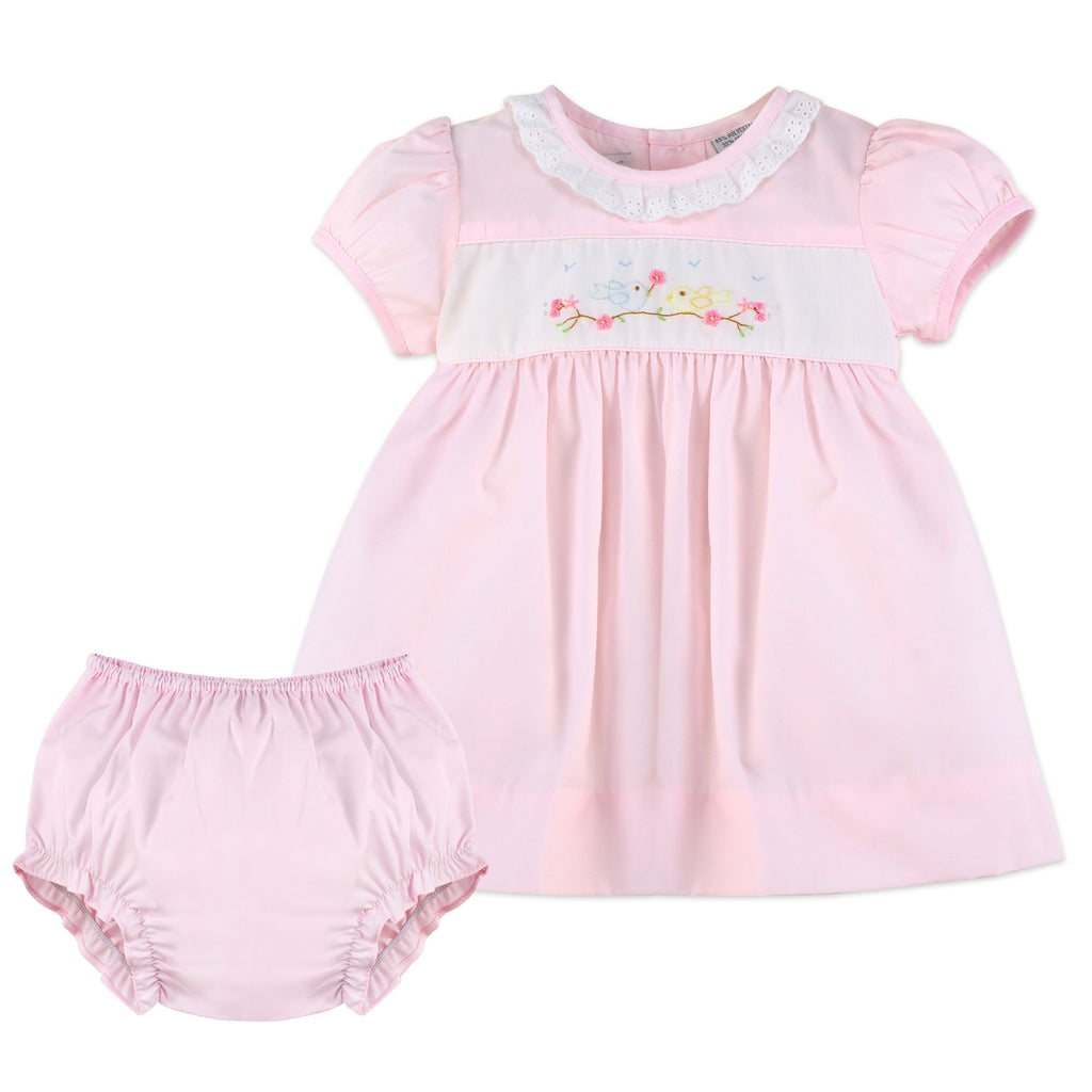 Wholesale Hand Smocked Birds Baby Girl Spring Dress - Imagewear