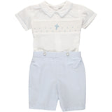 Wholesale Hand Smocked Blue Cross Christening Bobbie Suit 2 - Imagewear