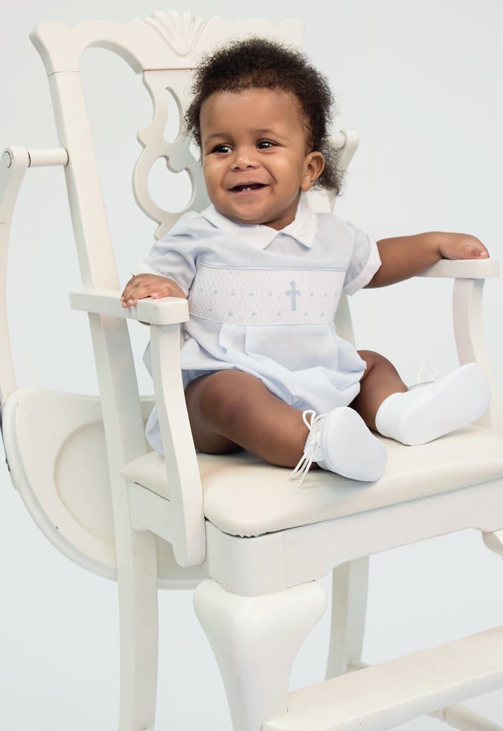 Wholesale Hand Smocked Cross Baby Boy Bubble Romper Imagewear