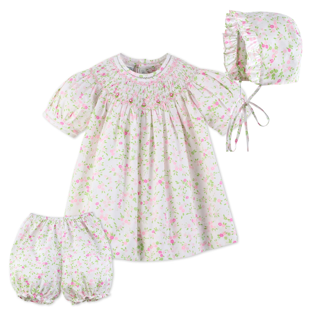 Wholesale Hand Smocked Floral Baby Girl Bishop Dress - Imagewear