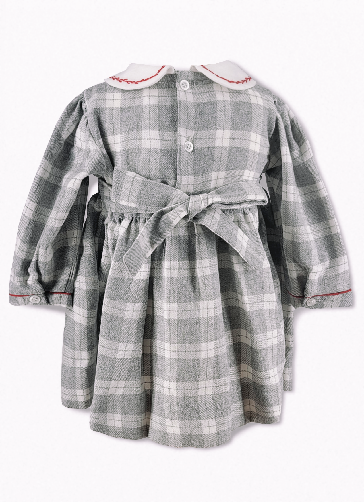 Wholesale Heathered Plaid Baby Girl Long Sleeve Dress