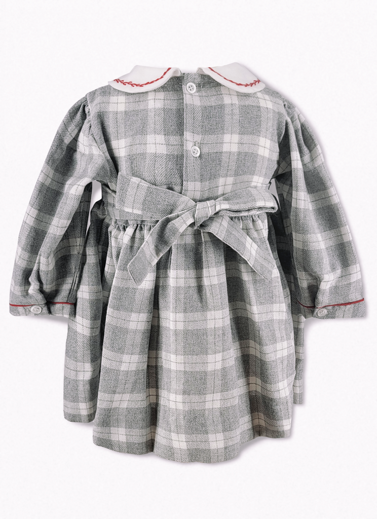 Wholesale Heathered Plaid Baby Girl Long Sleeve Dress