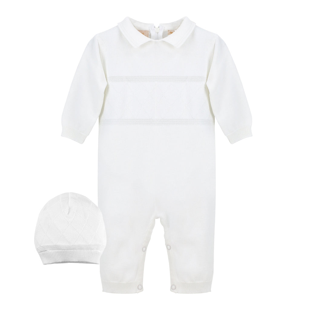 Wholesale Knit Diamond Stitch Baby Boy Christening & Baptism Outfit