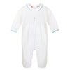 Wholesale Knit Pearl Blue  Baby Boy Baptism Outfit With Bonnet 3