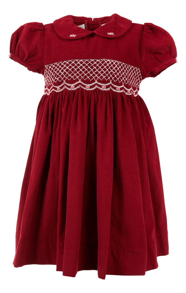 Wholesale Maroon Corduroy Short Sleeve Dress