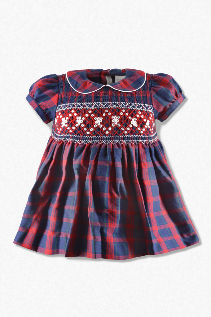 Wholesale Plaid Baby Girl Short Sleeve Dress
