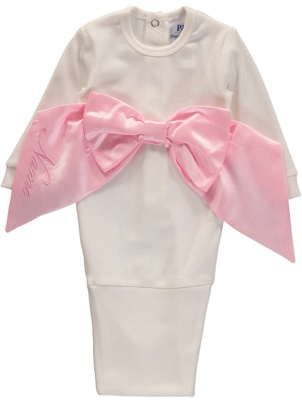 Wholesale Newborn Receiving Swaddle Bow Bag Pink - Imagewear