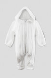 Wholesale Off-White Hooded Cable Baby Long Romper 2