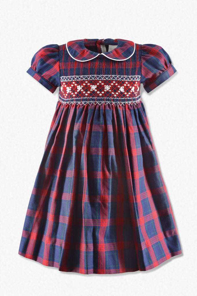 Wholesale Plaid Baby Girl Short Sleeve Dress