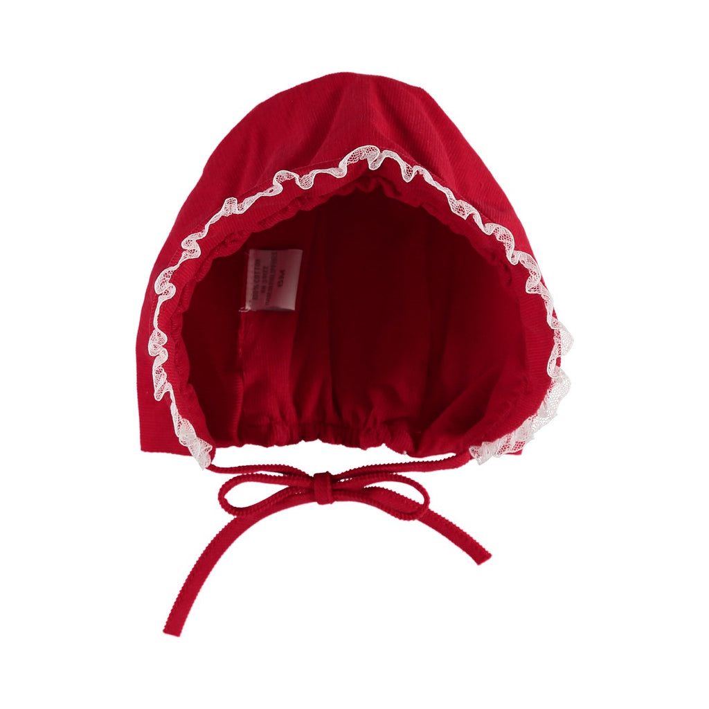 Wholesale Red Reindeer Baby Bonnet with Lace (Girls) 2