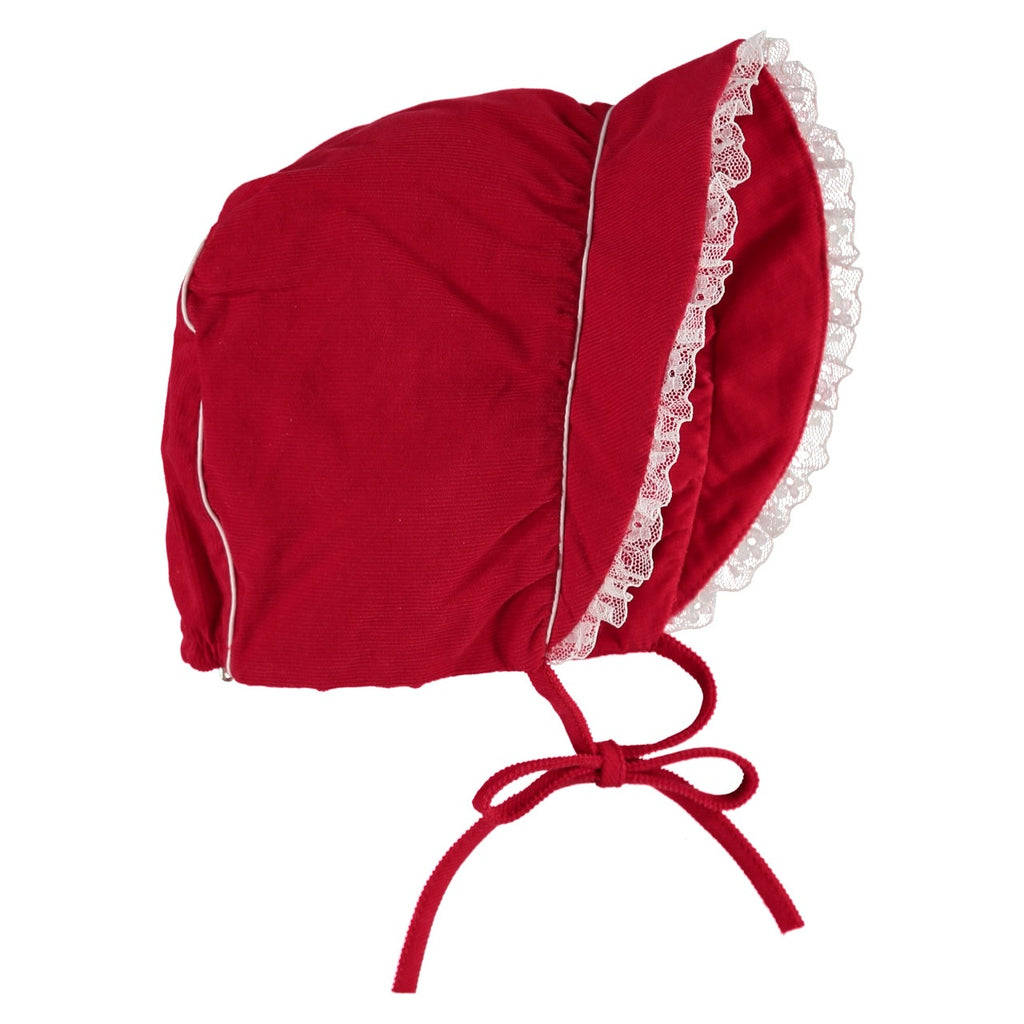 Wholesale Red Reindeer Baby Bonnet with Lace (Girls)