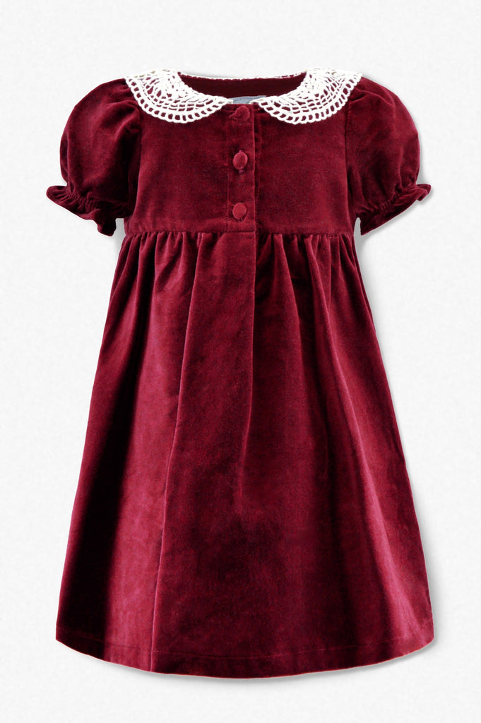 Wholesale Red Velvet Baby Girl Short Sleeve Dress
