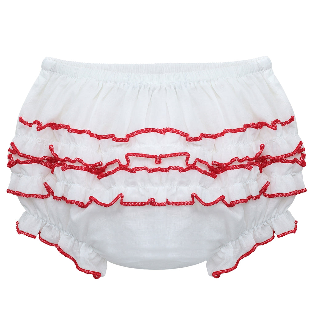 Wholesale Red Trim Ruffle Baby Girl Panty Diaper Covers – Imagewear