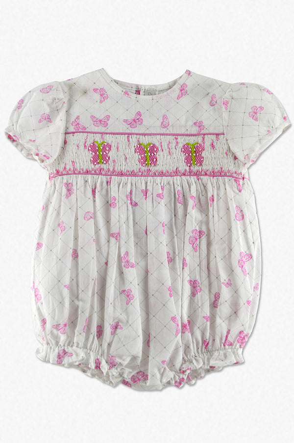 Wholesale Smocked Butterfly Baby Girl Bubble Romper - Imagewear