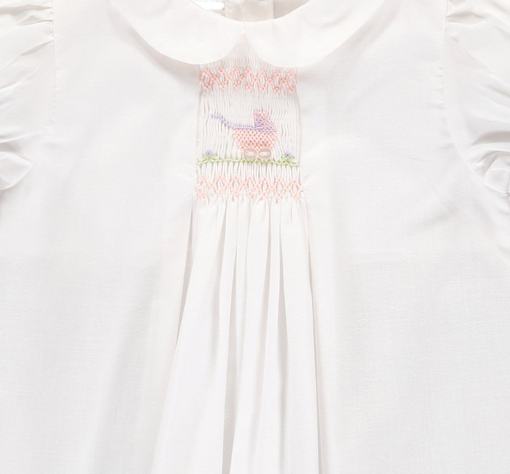 Wholesale Smocked Carriage One Size Only Baby Girl Day Gown and Hat White 2 - Imagewear	