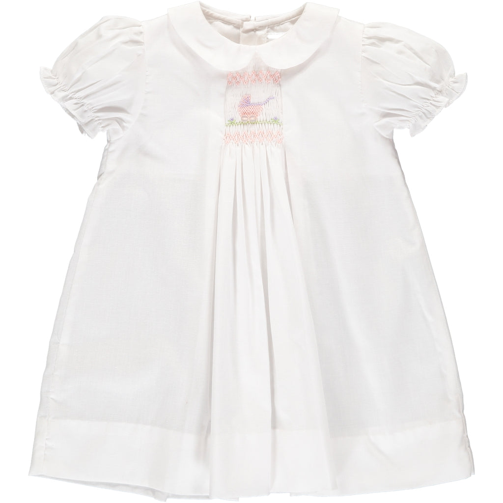 Wholesale Smocked Carriage One Size Only Baby Girl Day Gown and Hat White 3 -Imagewear	