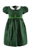 Wholesale Smocked Christmas Trees Baby Girl Short Sleeve Dress 2