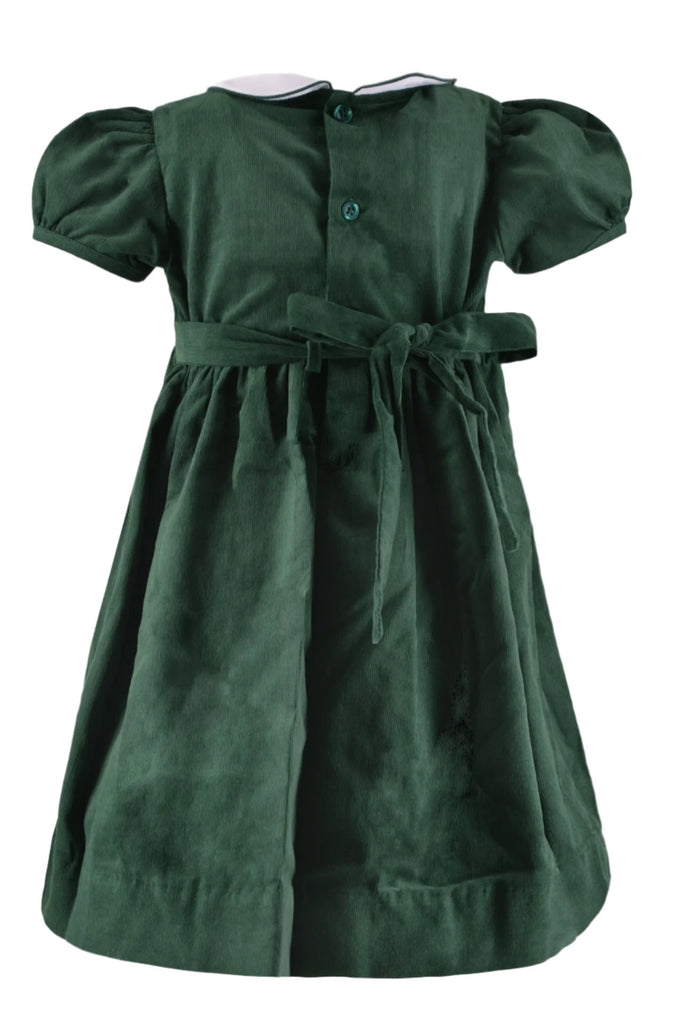 Wholesale Smocked Christmas Trees Baby Girl Short Sleeve Dress 3